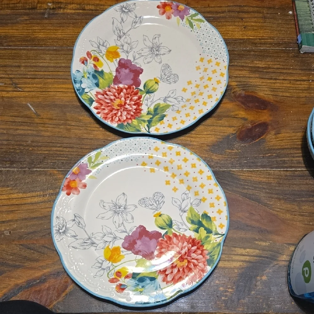 The Pioneer Woman Floral Ceramic Dinner Plates - Multicolor - Set of 2. 10.5 In.